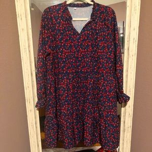 NWOT Navy Blue Floral Tiered Dress